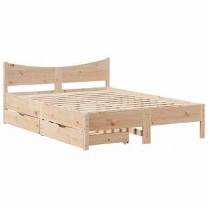 Lit Adulte Double  Cadre de lit avec tiroirs  160x200 cm bois massif de pin - 2 places SP25371BED19676380