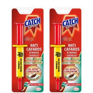 CATCH - Gel insecticide anti cafards et blattes seringue 10 Gr (Lot de 2 seringues