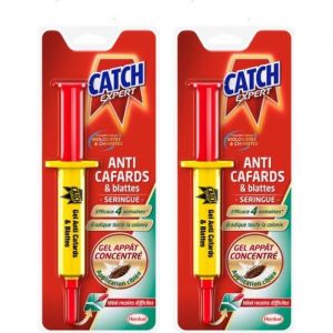 CATCH - Gel insecticide anti cafards et blattes, seringue 10 Gr (Lot de 2 seringues