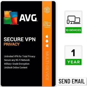 VPN S&eacute;curis&eacute; - AVG - 10 Appareils - 1 An - PC Android Mac iOS - Activation D&eacute;mat&eacute;rialis&eacute;e