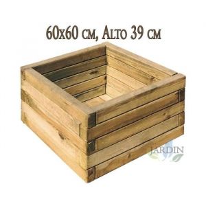 Jardinière carrée en bois - Suinga - 60x60 cm - Marron - Hauteur 39 cm