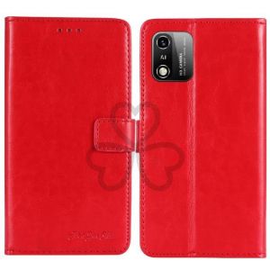 TienJueShi Classique Coque Antichoc en cuir PU Cover Case Housse pour Logicom Flow 6.26 inch Étui Couverture Rouge