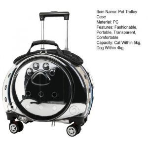 Sac à dos pliable et sac de transport à roulettes pour chien et chat - FLASIDU - 2 en 1 - Noir - Trolley chariot