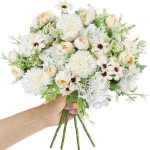 Lot de 4 bouquets de pivoines artificielles en soie bouquet dhortensias arrangement de fleurs artificielles champagne