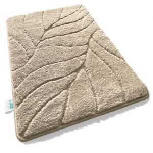 Tapis de bain  Maris  Tapis de bain moelleux microfibre douce motif feuille 60 x 120 cm Ivoire
