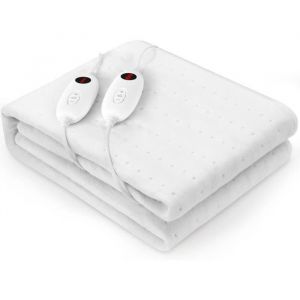 Surmatelas Chauffant 2 Places 100W 160x140 cm 6 Température & 2 Télécommande Lavable en Machine