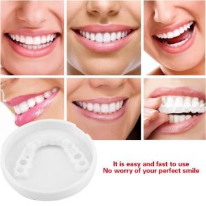 Dentier de blanchiment adulte réutilisable rangée supérieure ensemble de dents blanches boîte de rangement en plastique pour