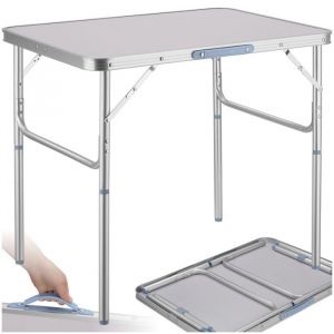 Table de camping - TECTAKE - Table valise LOTHAR pratique compact et l&eacute;g&egrave;re en aluminium 75 x 55 x 68 cm - Gris