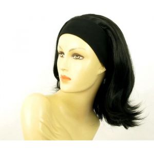Perruque femme bandeau noire XENA 1B - Mi-longue - Fibre synthétique - Coupe sobre et naturelle