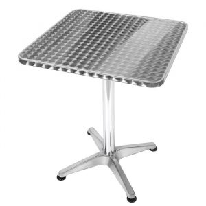 Table de Bar Pliante - Table de Bistrot Carrée en Métal - Plateau en Aluminium INOX - Réglable en Hauteur - 60x60x70/110 cm
