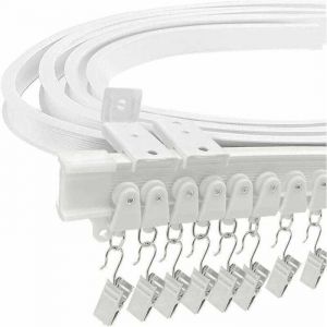 3M Rail Rideaux Tringle Rideau Flexible Rail de Rideau Flexible avec 24 Crochet de rideau et 24 Poulie pour Balcon Baie Vitr&eacute;e