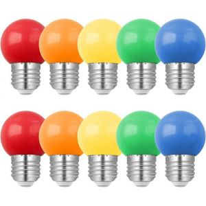 Lot de 10 Ampoule Couleur LED E27 1W 1W G45 Ampoule &Eacute;co&eacute;nerg&eacute;tique Color&eacute;e Ampoule Mini Globe Rouge Vert Bleu Orange Jaune