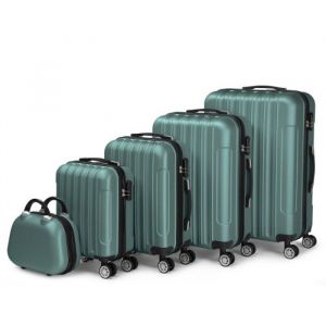 ALIGHTUP - Set de 5 Valise trolley portable 5 en 1 en ABS - 4 Valises + 1 Vanity - Vert