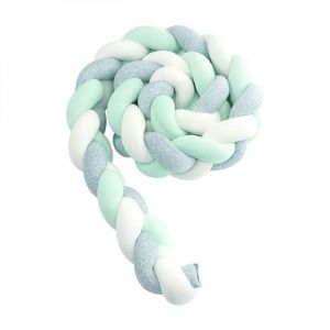 Tour de lit b&eacute;b&eacute; serpent tress&eacute; pare-choc velours protection lit blanc gris 1m