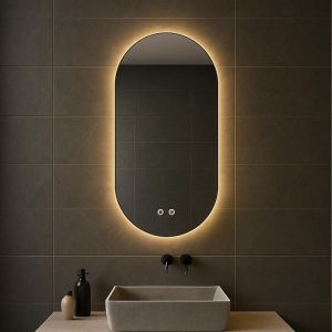 Bayt Miroir Salle de Bain Ovale - Miroir Mural avec &Eacute;clairage - Anti-bu&eacute;e - 2 Modes d&Eacute;clairage - 50 x 90 cm - Blanc