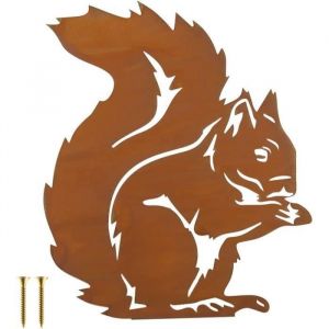 Ecureuil Decoration &Eacute;cureuil Rouill&eacute; Assis D&eacute;coration Jardin en M&eacute;tal Patine Naturelle de Rouille Jardin D&eacute;coratif Figurines