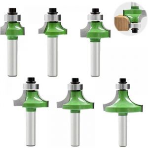 6 Pcs Fraise Defonceuse 8 mm Fraise Quart de Rond Avec Tige de 8 mm Fraise a Surfacer Avec Roulement Fraise bois Pour  QIEDOVIEY