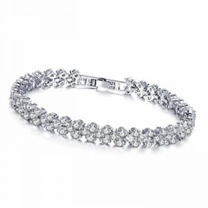 HUEIHWOH - Femmes Bracelet Oxyde de Zirconium Cadeau anniversaire Saint-Valentin NoëlEtui a bijoux - Argenté