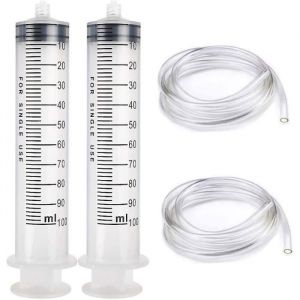 2PCS 100ml Plastique Seringue avec 1m Tubeen Plastique R&eacute;utilisable Seringue a Huile Seringue D&rsquo;alimentation pour Vider Bocaux