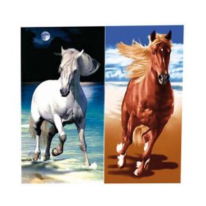 Serviette de plage ou de bains en coton 70 x 150 cm avec motif des chevaux