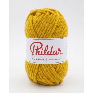 Phildar - Pelote de Laine PHIL EXPRESS de 200g - Laine à Tricoter  - 80% ACRYLIQUE20% LAINE - Aiguille n°12 - Couleur JAUNE