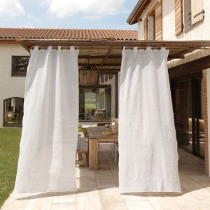 Rideau ext&eacute;rieur tamisant &agrave; oeillets Blanc 140x280 cm