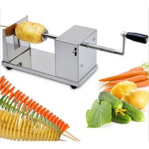 Chips Machine &agrave; Pomme De Terre Epluche Slicer Spiral Manuel Coupe Acier Inoxydable