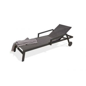 Bain de soleil multi-positions IBIZA en aluminium et textil&egrave;ne - GRIS ANTHRACITE