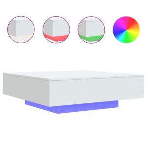 Table basse - CLOUD - avec lumi&egrave;res LED - Blanc - 100x100x31 cm - Pour Salon - 836602