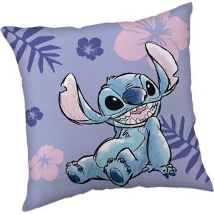 Coussin d&eacute;coratif - Lilo & Stitch - Fleurs - 40 x 40 cm - Polyester - Violet