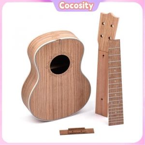 Cocosity Ukulele DIY Kit Kit de Bricolage de ukul&eacute;l&eacute; en Bois Z&egrave;bre Kit de Bricolage instruments ukulele Couleur de bois 26 pouces