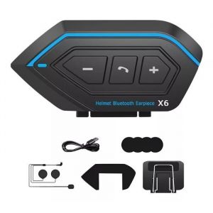 Intercom Moto Bluetooth 5.0 Kit Oreillette Bluetooth Casque Moto Interphone - Bleu noir