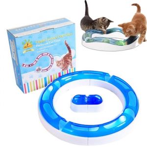 Circuit de Jeu Aire de Jeux Kit Jouet Circuit de Vitesse Roller avec Balles Lumineuse pour Chat Intérieur Extérieur Activité Cadeau