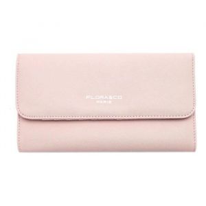 Flora Co Paris - Porte Ch&eacute;quier Portefeuille Tout En Un &Agrave; Rabat Femme-pur Saffiano - Rose