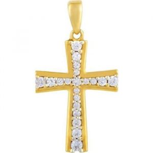 Jouailla - Pendentif croix en Or 750-1000 ornée doxydes de zirconium (305058)