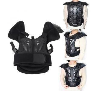 Veste protection enfants S (100-120cm dos 32cm) moto v&eacute;lo scooter r&eacute;glable 60-70cm s&eacute;curit&eacute; PE/EVA logo r&eacute;fl&eacute;chissant nuit