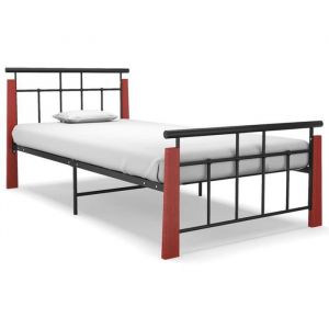 CD6482Super qualité Lit Adulte pour 1-2 personnes  Cadre de lit  Métal et bois de chêne massif 90x200 cm