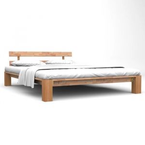 MVS Cadre de lit Moderne ADULTE-ENFNAT 160 x 200 cm Bois de ch&ecirc;ne massif &reg;Contemporain&reg;EYSLKC&reg;