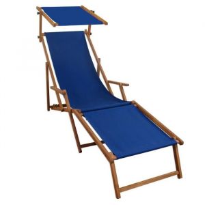 Chaise longue de jardin bleue chilienne bain de soleil pliant repose-pieds pare-soleil 10-307FS