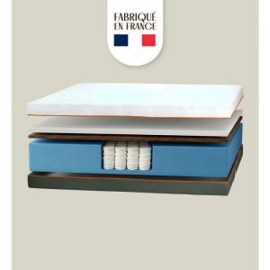 Matelas Hybride Fran&ccedil;ais Premium - 160x200 - Ressorts Ensach&eacute;s - Accueil Souple - D&eacute;houssable - Matelas Nuances - Dormez Fran&ccedil;ais