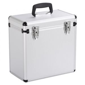 Yaheetech Mallette de Rangement pour Disques Vinyles de 33 Tours pour Collection de DJ avec Fermeture à Clé Argent