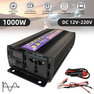 Convertisseur 1000W 12V 220V Convertisseur de Tension Power InverterOnduleur Transformateur avec Allume Cigare Prise Electrique