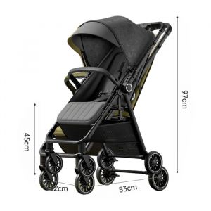 Poussette Canner&eacute;versible avec pare-soleil conception anti-basculement convient aux b&eacute;b&eacute;s de 0 &agrave; 3 ans (noire).