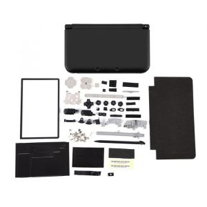Kit de remplacement complet pour boîtier de protection et coque de protection pour Nintendo 3DS XL Noir