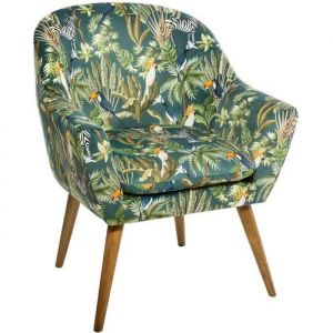 Fauteuil - Jungle Sango - Vert - Tissu effet velours - Vintage - 1 place