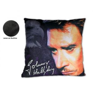 Coussin - Johnny Hallyday - Noir - Carré - Autres motifs - 35x35cm