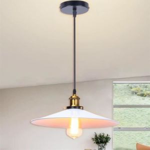 U-Do Rétro Suspension Luminaire Réglable Vintage Lampe en Fer Blanc E27 36CM Lustre éclairage décoration Chambre Cuisine Couloir