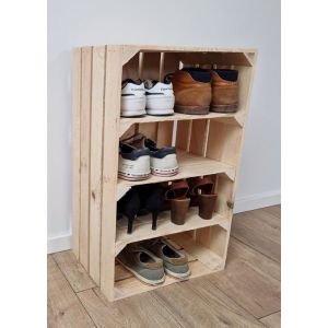 Caisse bois - PYXIDAS - Caisses avec 3 étagères - 75x40x30 cm - Lot de 1 - Naturel