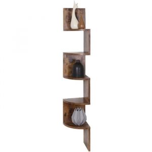 Bibliothèque Étagère murale dangle design moderne en bois mélaminé avec 5 étagères à angle Dimensions 123 x 20 cm (vieilli)[492]