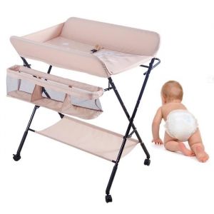 ROY&reg;Table &agrave; Langer Multifonctionnelle pour B&eacute;b&eacute; 0-12 MoisTable a Langer Baignoire pour Changer les Lingettes et les Soins Rose